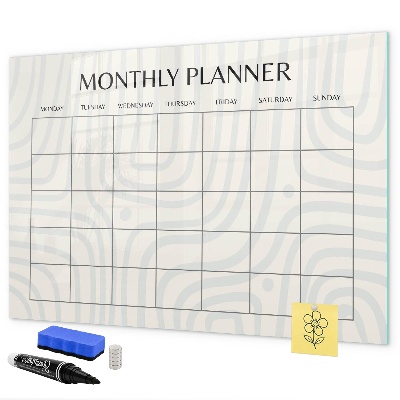 Decoratief glazen wandbord beschrijfbaar en magnetisch Maandplanner met ruimte voor foto's