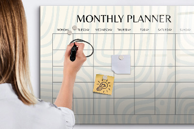 Decoratief glazen wandbord beschrijfbaar en magnetisch Maandplanner met ruimte voor foto's