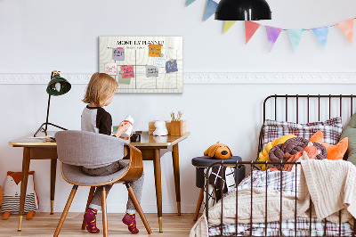 Decoratief glazen wandbord beschrijfbaar en magnetisch Maandplanner met ruimte voor foto's