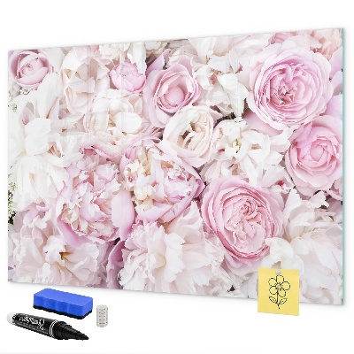 Memobord van glas met print inclusief neodymium magneten Bloemenbord voor notities en foto's