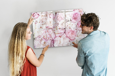 Memobord van glas met print inclusief neodymium magneten Bloemenbord voor notities en foto's