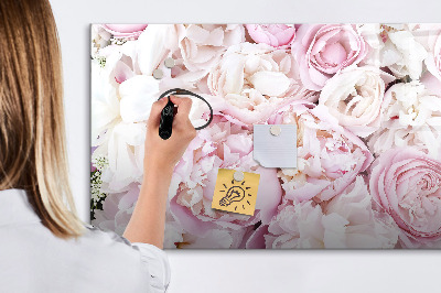 Memobord van glas met print inclusief neodymium magneten Bloemenbord voor notities en foto's