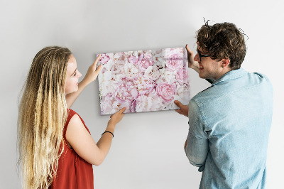 Memobord van glas met print inclusief neodymium magneten Bloemenbord voor notities en foto's