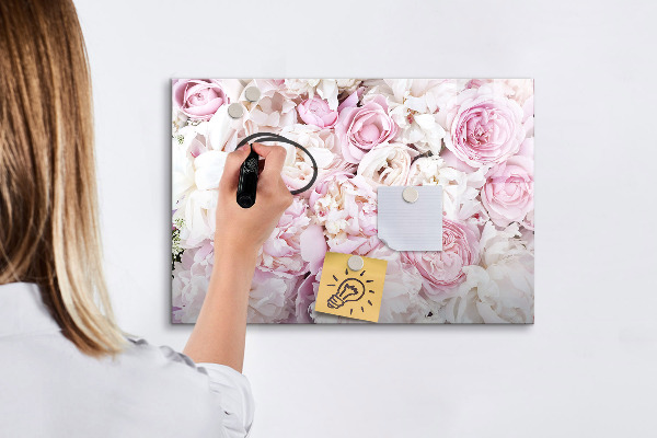 Memobord van glas met print inclusief neodymium magneten Bloemenbord voor notities en foto's