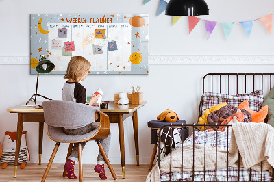Decoratief glazen wandbord beschrijfbaar en magnetisch Weekplanner met ruimte voor foto's