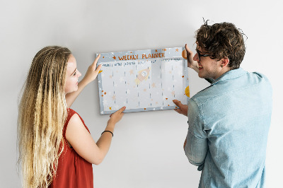 Decoratief glazen wandbord beschrijfbaar en magnetisch Weekplanner met ruimte voor foto's
