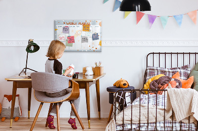 Decoratief glazen wandbord beschrijfbaar en magnetisch Weekplanner met ruimte voor foto's