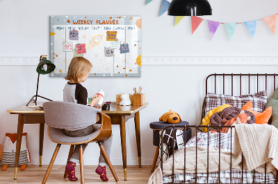 Decoratief glazen wandbord beschrijfbaar en magnetisch Weekplanner met ruimte voor foto's