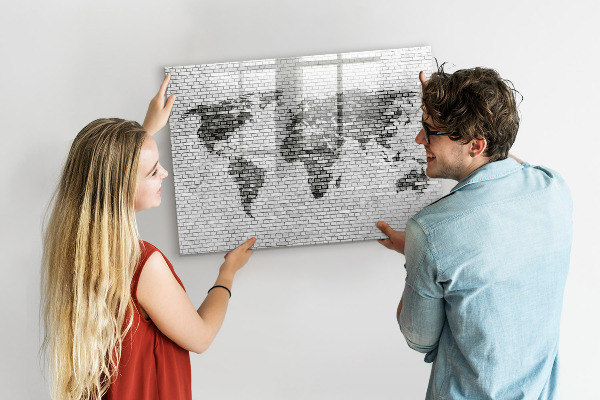 Memobord van glas met print inclusief neodymium magneten Interactieve kaart voor het weergeven van foto's