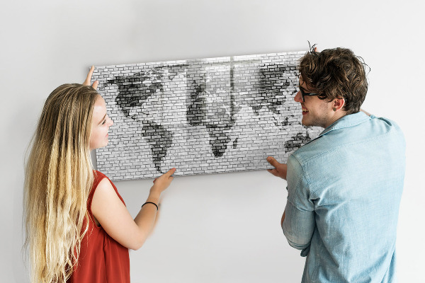 Memobord van glas met print inclusief neodymium magneten Interactieve kaart voor het weergeven van foto's