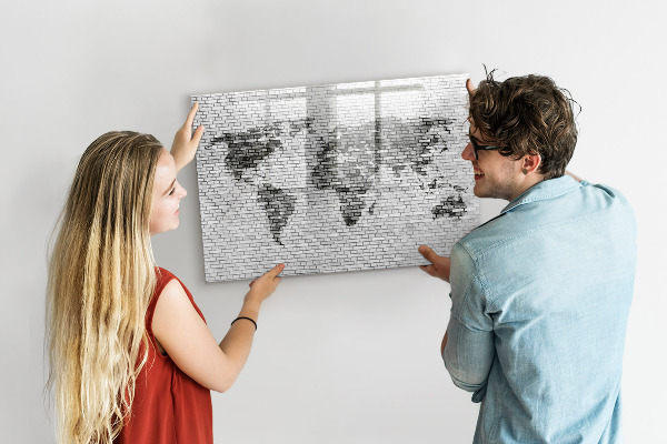 Memobord van glas met print inclusief neodymium magneten Interactieve kaart voor het weergeven van foto's