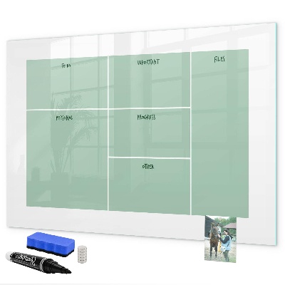 Decoratief glazen wandbord beschrijfbaar en magnetisch Agenda met notities en foto's