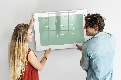 Decoratief glazen wandbord beschrijfbaar en magnetisch Agenda met notities en foto's