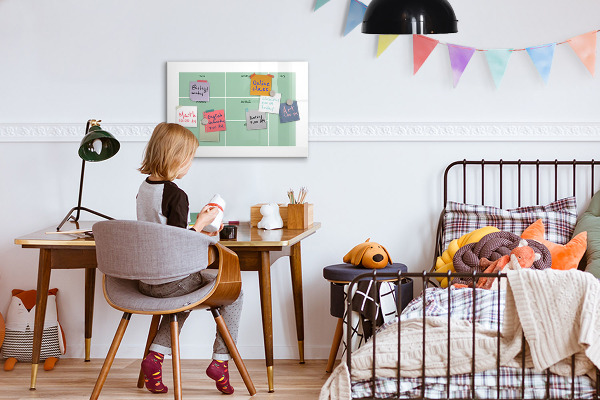 Decoratief glazen wandbord beschrijfbaar en magnetisch Agenda met notities en foto's