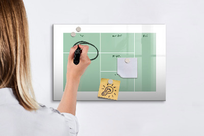 Decoratief glazen wandbord beschrijfbaar en magnetisch Agenda met notities en foto's