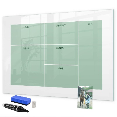Decoratief glazen wandbord beschrijfbaar en magnetisch Agenda met notities en foto's