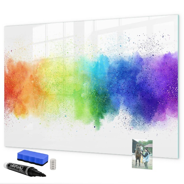 Memobord van glas met print inclusief neodymium magneten Kleurrijk fotoprikbord