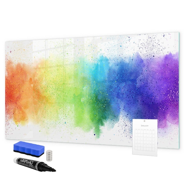 Memobord van glas met print inclusief neodymium magneten Kleurrijk fotoprikbord