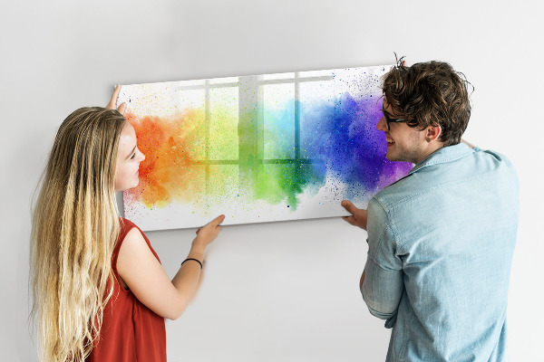 Memobord van glas met print inclusief neodymium magneten Kleurrijk fotoprikbord