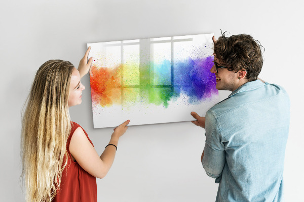 Memobord van glas met print inclusief neodymium magneten Kleurrijk fotoprikbord
