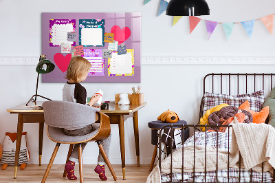 Decoratief glazen wandbord beschrijfbaar en magnetisch Planning- en motivatiebord