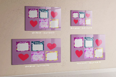 Decoratief glazen wandbord beschrijfbaar en magnetisch Planning- en motivatiebord