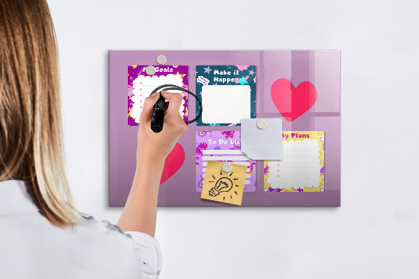 Decoratief glazen wandbord beschrijfbaar en magnetisch Planning- en motivatiebord