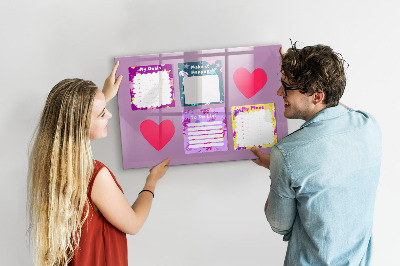 Decoratief glazen wandbord beschrijfbaar en magnetisch Planning- en motivatiebord