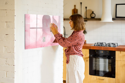 Memobord van glas met print inclusief neodymium magneten Roze prikbord voor notities en foto's
