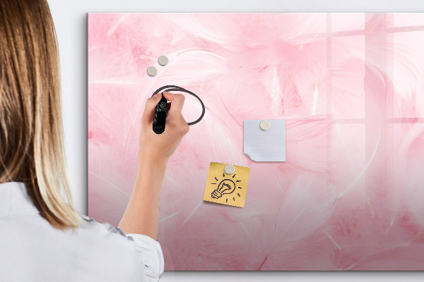 Memobord van glas met print inclusief neodymium magneten Roze prikbord voor notities en foto's