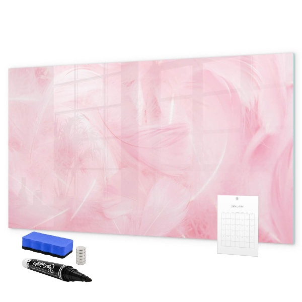 Memobord van glas met print inclusief neodymium magneten Roze prikbord voor notities en foto's