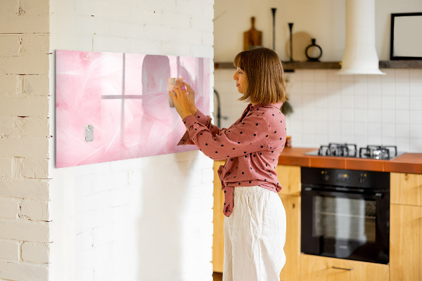Memobord van glas met print inclusief neodymium magneten Roze prikbord voor notities en foto's