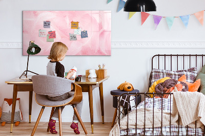Memobord van glas met print inclusief neodymium magneten Roze prikbord voor notities en foto's