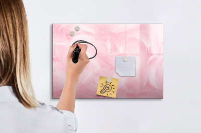 Memobord van glas met print inclusief neodymium magneten Roze prikbord voor notities en foto's