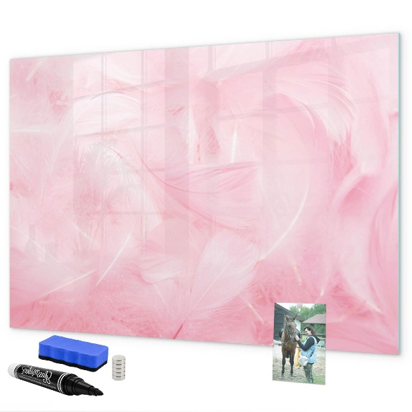 Memobord van glas met print inclusief neodymium magneten Roze prikbord voor notities en foto's