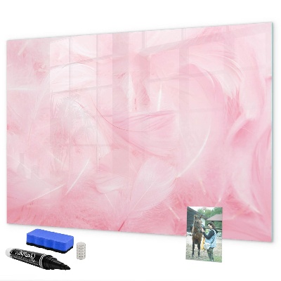 Memobord van glas met print inclusief neodymium magneten Roze prikbord voor notities en foto's
