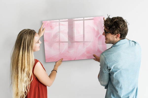 Memobord van glas met print inclusief neodymium magneten Roze prikbord voor notities en foto's