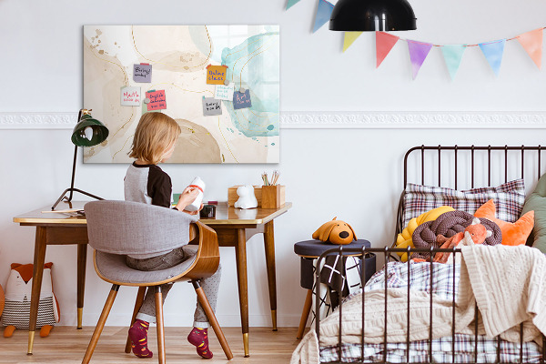 Decoratief glazen wandbord beschrijfbaar en magnetisch Creatief fotopresentatiebord