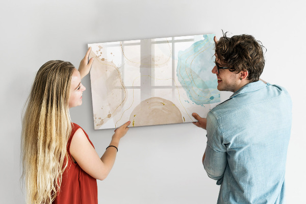 Decoratief glazen wandbord beschrijfbaar en magnetisch Creatief fotopresentatiebord
