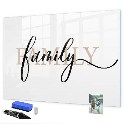 Memobord van glas met print inclusief neodymium magneten Familieherinneringen op het bord