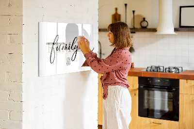 Memobord van glas met print inclusief neodymium magneten Familieherinneringen op het bord