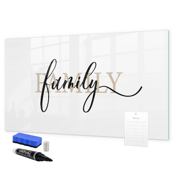 Memobord van glas met print inclusief neodymium magneten Familieherinneringen op het bord