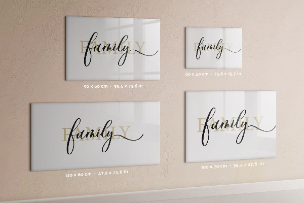 Memobord van glas met print inclusief neodymium magneten Familieherinneringen op het bord