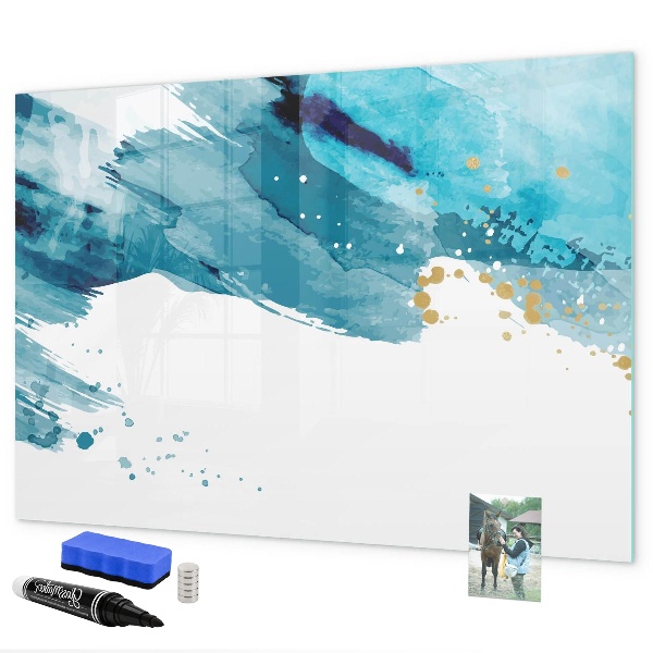 Decoratief glazen wandbord beschrijfbaar en magnetisch Een kleurrijke poster voor het presenteren van foto's