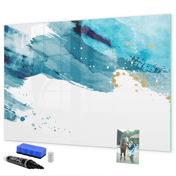 Decoratief glazen wandbord beschrijfbaar en magnetisch Een kleurrijke poster voor het presenteren van foto's