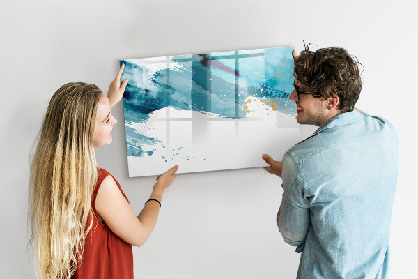 Decoratief glazen wandbord beschrijfbaar en magnetisch Een kleurrijke poster voor het presenteren van foto's