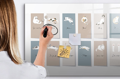 Decoratief glazen wandbord beschrijfbaar en magnetisch Een creatieve kalender voor elk seizoen.