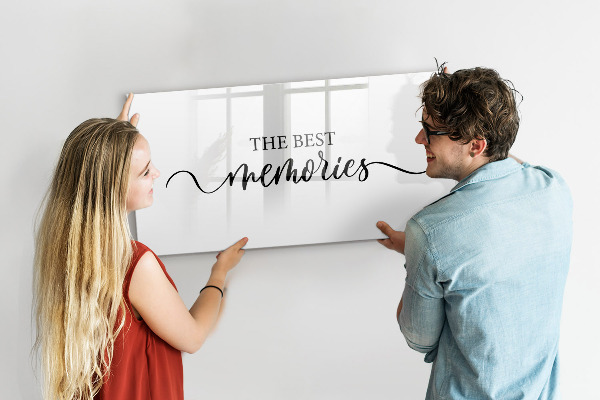 Decoratief glazen wandbord beschrijfbaar en magnetisch De mooiste momenten van je leven