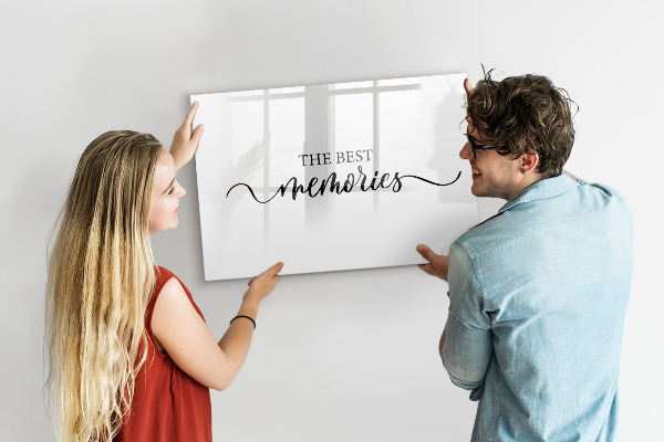 Decoratief glazen wandbord beschrijfbaar en magnetisch De mooiste momenten van je leven