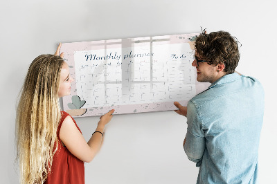Memobord van glas met print inclusief neodymium magneten Maandplanner met ruimte voor foto's